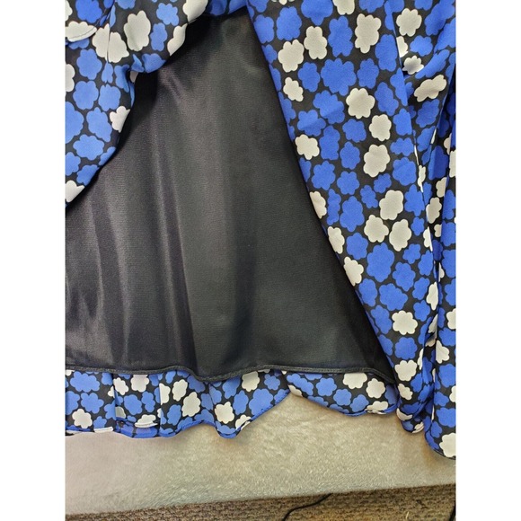 Liz Roberts Wrap Dress Womens Medium Blue Floral Lined Twisted Waist Side Zipper - Picture 9 of 11